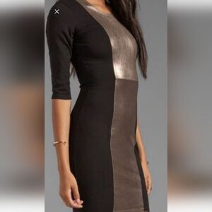 GORGEOUS MASON NWT Black Gold Sheath Dress